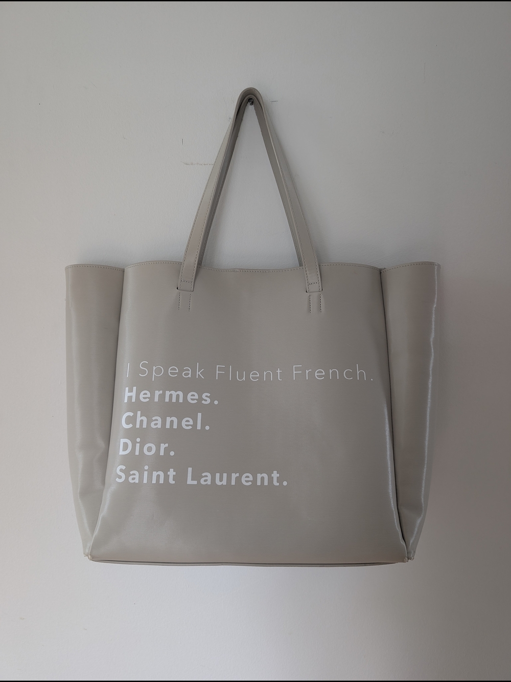 LATC - Never Full Vegan Leather Tote Bag in Nude - I Speak Fluent French 🍷🥖
